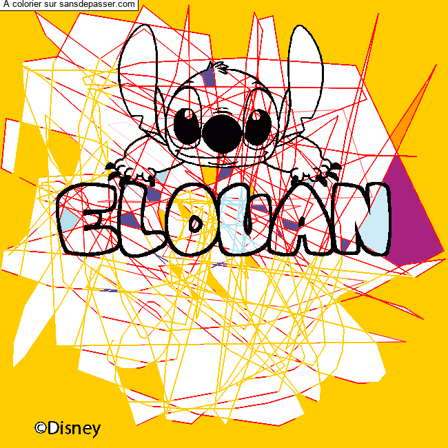Coloriage Coloriage pr&eacute;nom ELOUAN - d&eacute;cor Stitch par un invit&eacute;