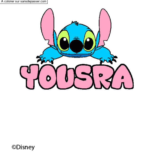 Coloriage pr&eacute;nom YOUSRA - d&eacute;cor Stitch par You_youb
