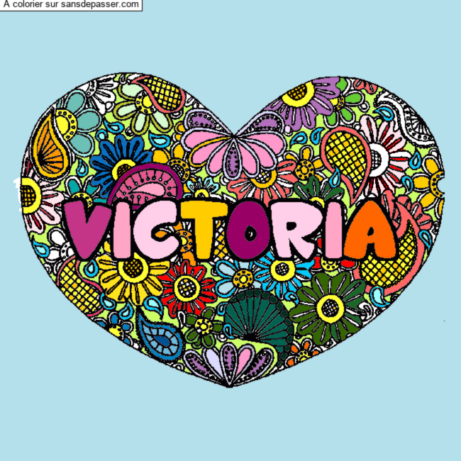 Coloriage Coloriage pr&eacute;nom VICTORIA - d&eacute;cor Mandala coeur par Hdcquhufdschvfrsu