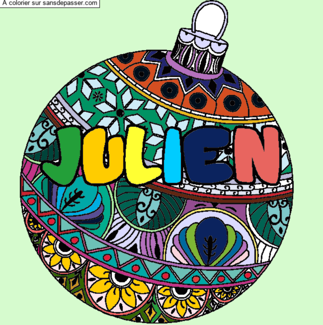 Coloriage Coloriage pr&eacute;nom JULIEN - d&eacute;cor Boule de No&euml;l par Hdcquhufdschvfrsu