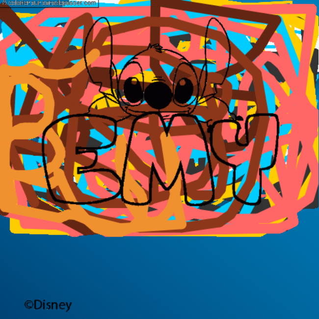 Coloriage pr&eacute;nom EMY - d&eacute;cor Stitch par un invit&eacute;