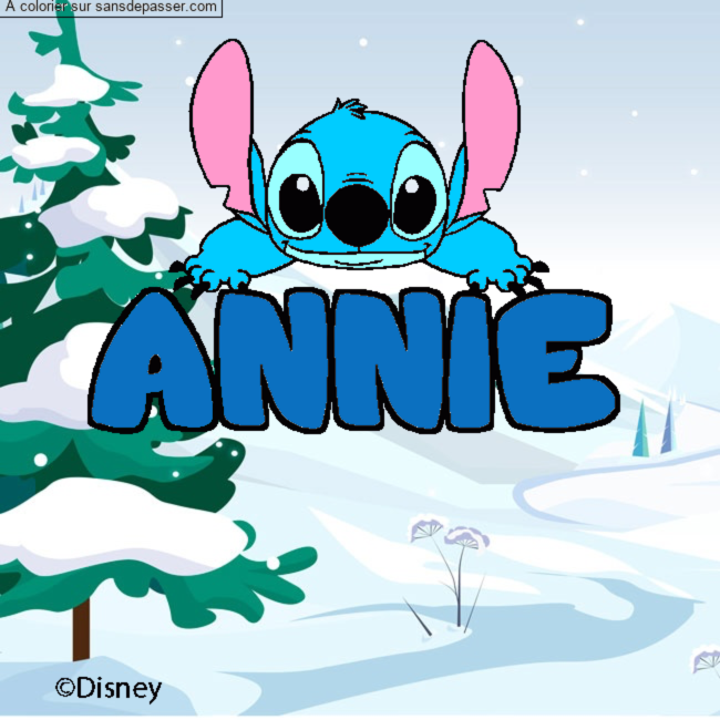 Coloriage pr&eacute;nom ANNIE - d&eacute;cor Stitch par un invit&eacute;