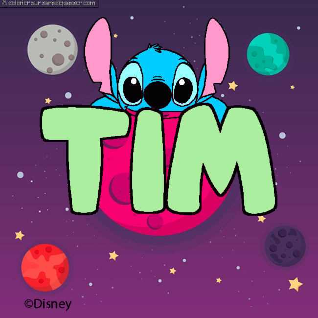 Coloriage pr&eacute;nom TIM - d&eacute;cor Stitch par un invit&eacute;