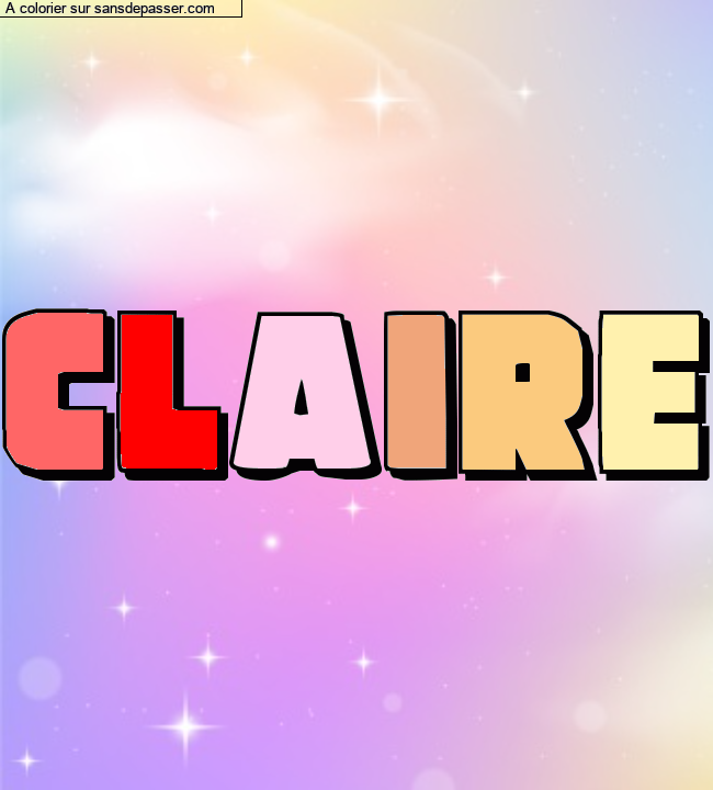 Coloriage pr&eacute;nom personnalis&eacute; "claire" par un invit&eacute;