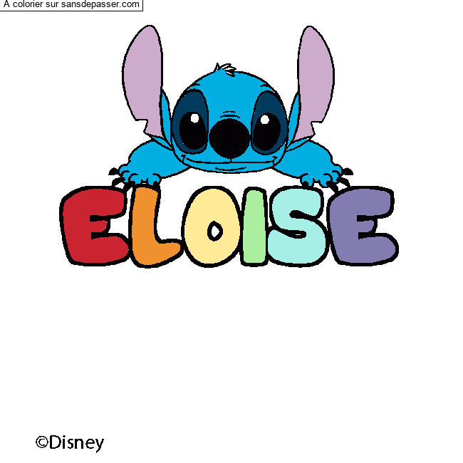 Coloriage pr&eacute;nom ELOISE - d&eacute;cor Stitch par un invit&eacute;