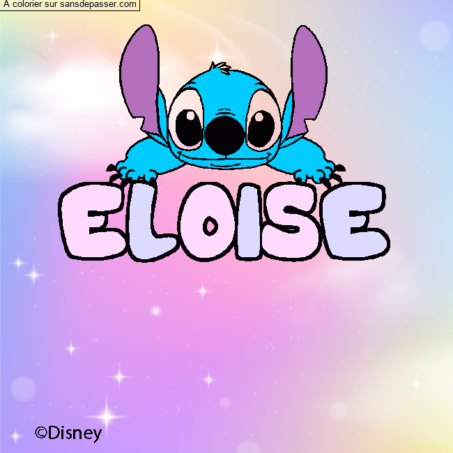 Coloriage pr&eacute;nom ELOISE - d&eacute;cor Stitch par un invit&eacute;