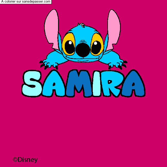 Coloriage pr&eacute;nom SAMIRA - d&eacute;cor Stitch par un invit&eacute;