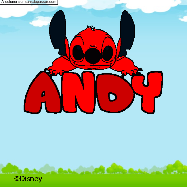 Coloriage pr&eacute;nom ANDY - d&eacute;cor Stitch par un invit&eacute;