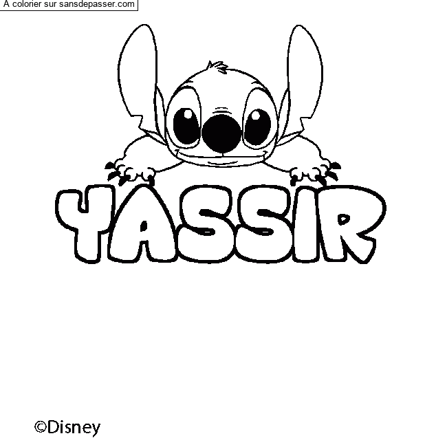Coloriage pr&eacute;nom YASSIR - d&eacute;cor Stitch par un invit&eacute;