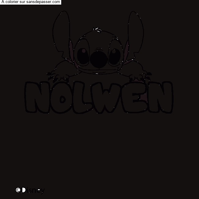 Coloriage pr&eacute;nom NOLWEN - d&eacute;cor Stitch par un invit&eacute;