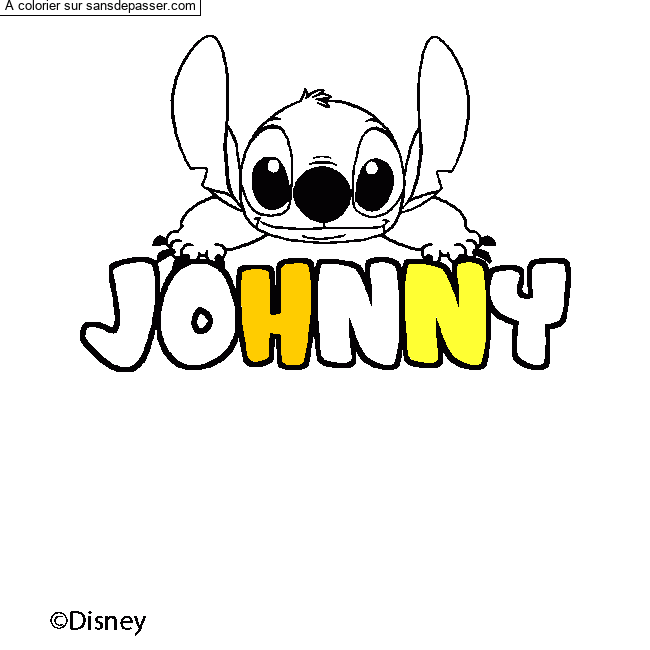 Coloriage pr&eacute;nom JOHNNY - d&eacute;cor Stitch par un invit&eacute;