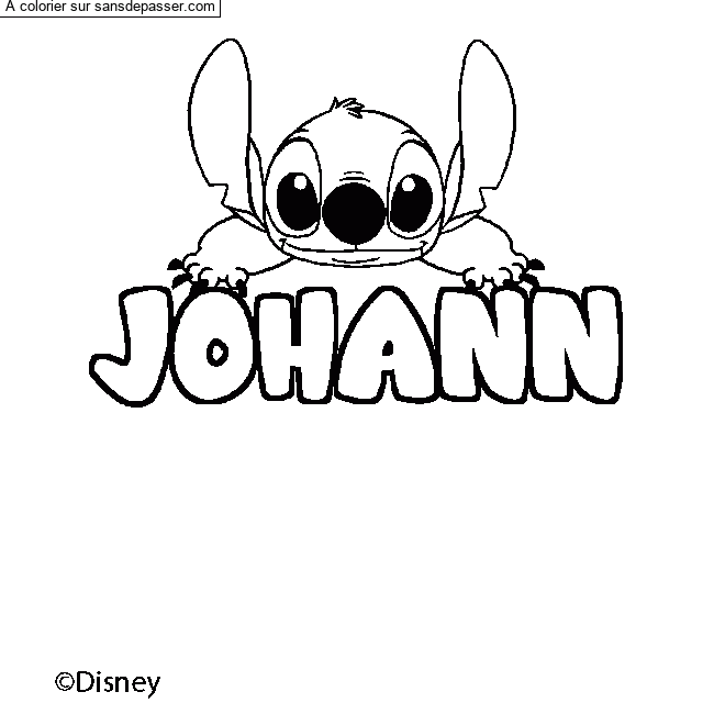 Coloriage pr&eacute;nom JOHANN - d&eacute;cor Stitch par un invit&eacute;