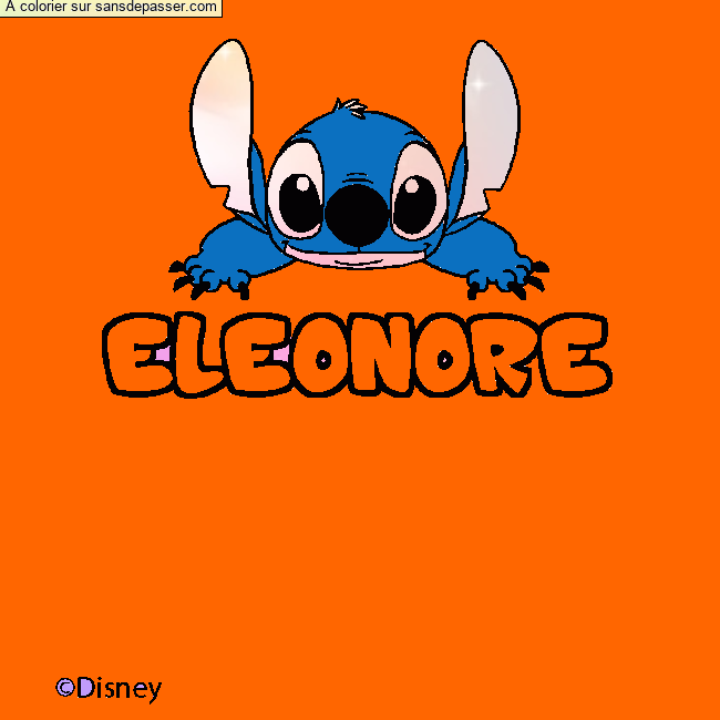 Coloriage pr&eacute;nom ELEONORE - d&eacute;cor Stitch par un invit&eacute;