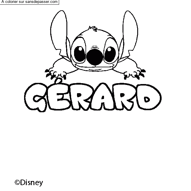 Coloriage pr&eacute;nom G&Eacute;RARD - d&eacute;cor Stitch par un invit&eacute;
