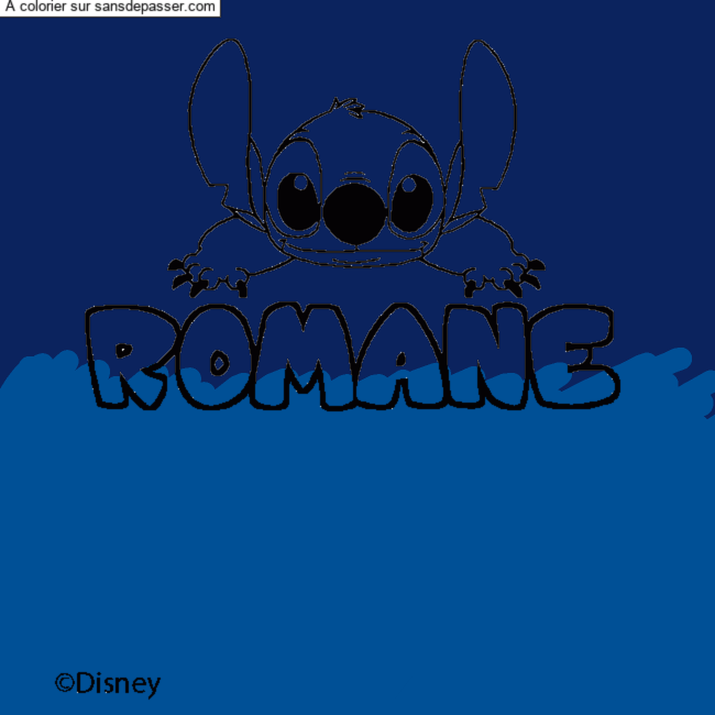Coloriage Coloriage pr&eacute;nom ROMANE - d&eacute;cor Stitch par un invit&eacute;
