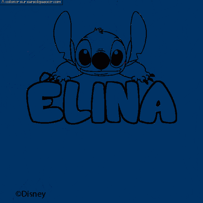 Coloriage pr&eacute;nom &Eacute;LINA - d&eacute;cor Stitch par un invit&eacute;