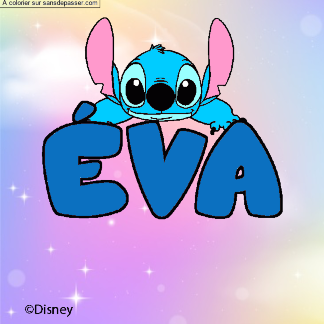 Coloriage pr&eacute;nom &Eacute;VA - d&eacute;cor Stitch par un invit&eacute;