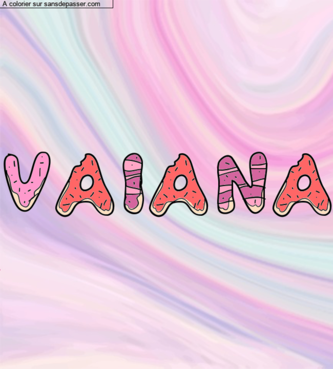 Coloriage pr&eacute;nom personnalis&eacute; "Vaiana" par un invit&eacute;