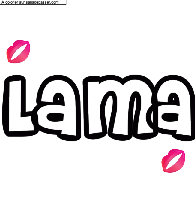 Coloriage pr&eacute;nom personnalis&eacute; "Lama" par un invit&eacute;