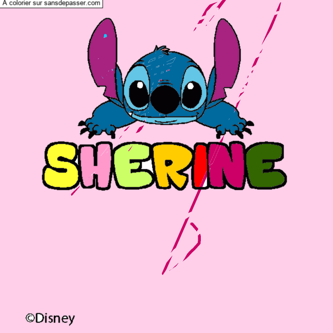Coloriage pr&eacute;nom SHERINE - d&eacute;cor Stitch par un invit&eacute;