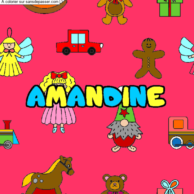 Coloriage Coloriage pr&eacute;nom AMANDINE - d&eacute;cor Jouets par un invit&eacute;