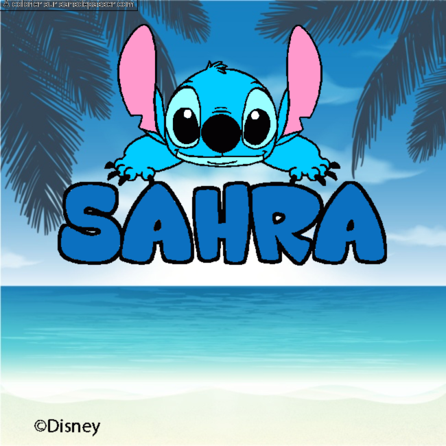 Coloriage pr&eacute;nom SAHRA - d&eacute;cor Stitch par un invit&eacute;