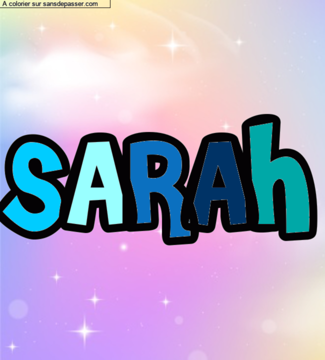 Coloriage pr&eacute;nom personnalis&eacute; "SARAH" par un invit&eacute;