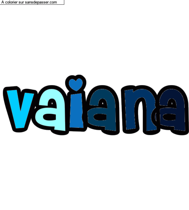 Coloriage pr&eacute;nom personnalis&eacute; "Vaiana" par un invit&eacute;
