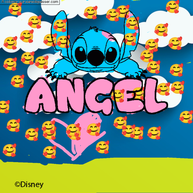 Coloriage Coloriage pr&eacute;nom ANGEL - d&eacute;cor Stitch par un invit&eacute;