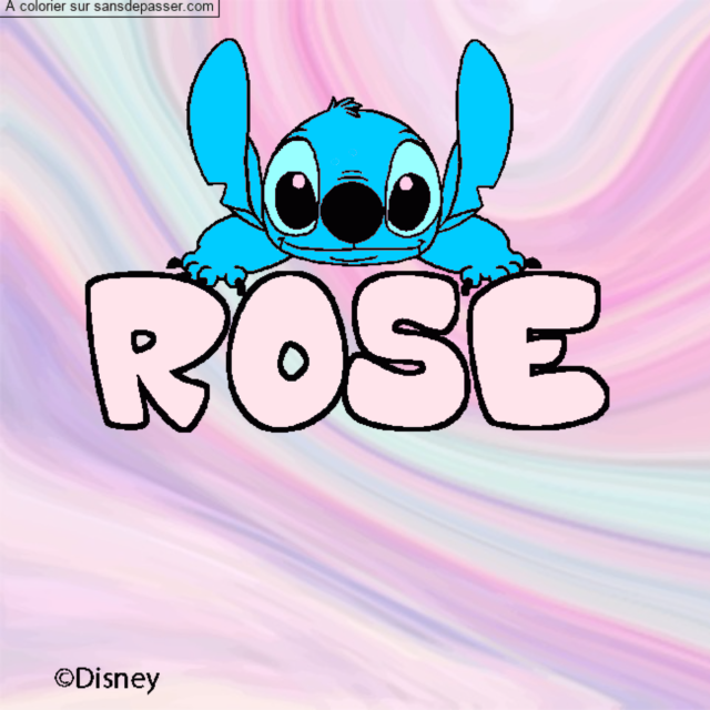 Coloriage pr&eacute;nom ROSE - d&eacute;cor Stitch par un invit&eacute;