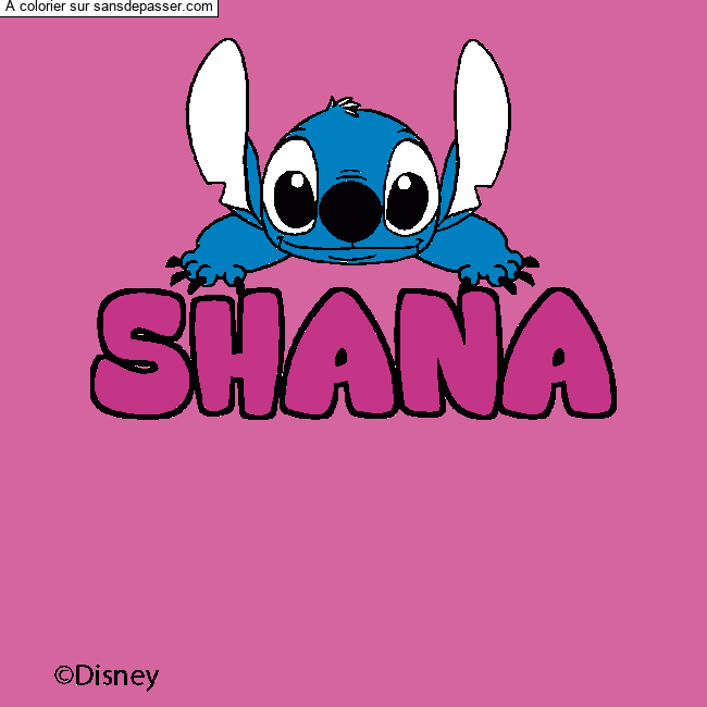 Coloriage pr&eacute;nom SHANA - d&eacute;cor Stitch par yanis
