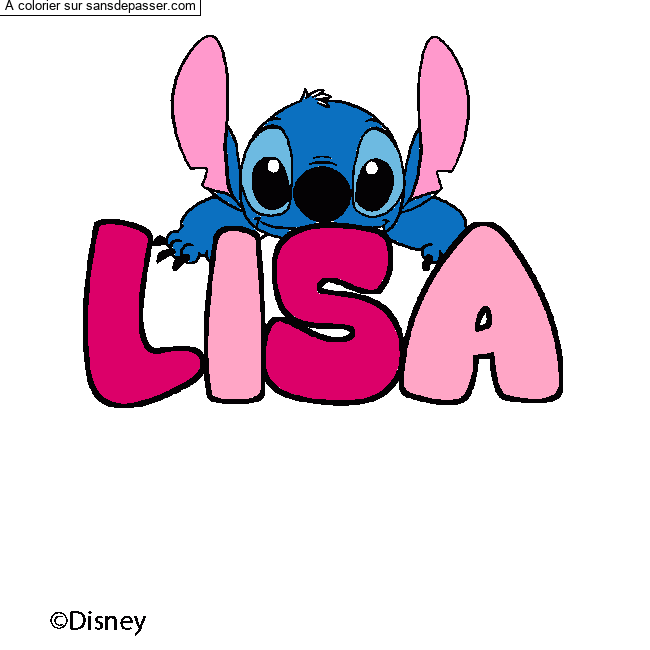 Coloriage pr&eacute;nom LISA - d&eacute;cor Stitch par un invit&eacute;