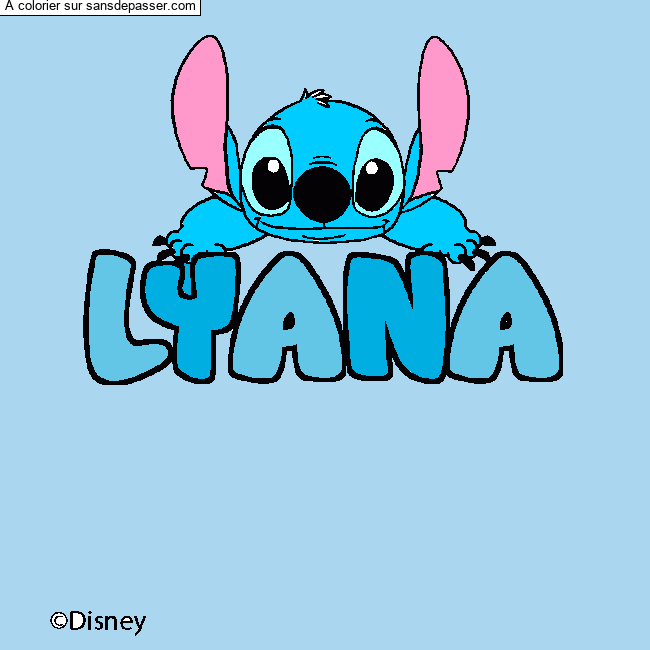 Coloriage pr&eacute;nom LYANA - d&eacute;cor Stitch par Art&eacute;mis@_