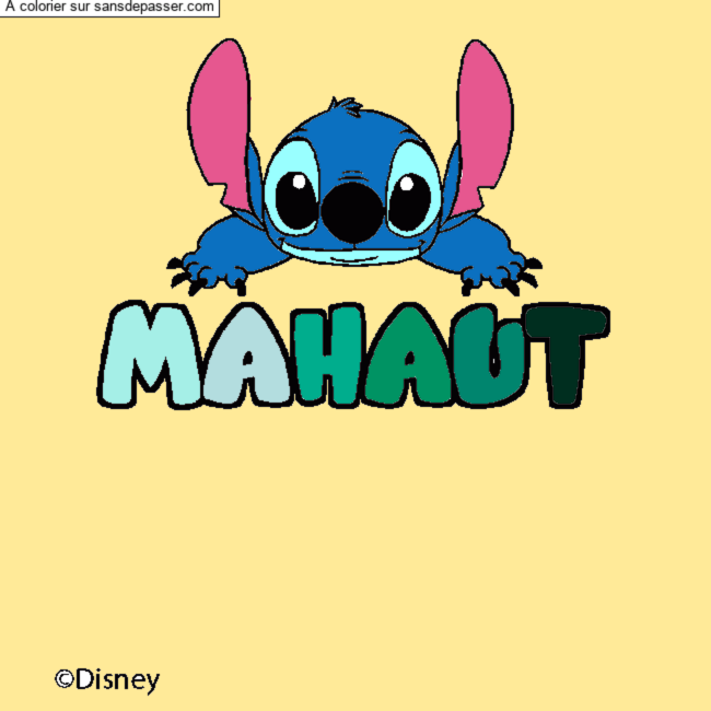 Coloriage pr&eacute;nom MAHAUT - d&eacute;cor Stitch par un invit&eacute;