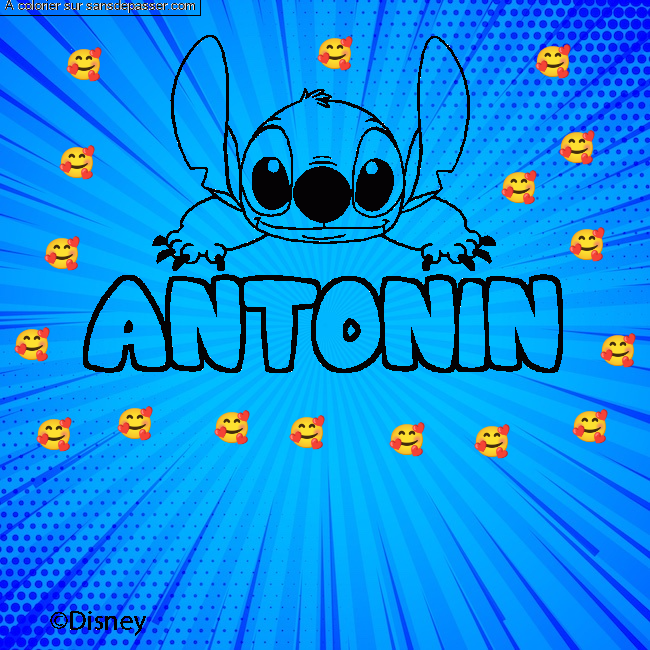 Coloriage pr&eacute;nom ANTONIN - d&eacute;cor Stitch par un invit&eacute;