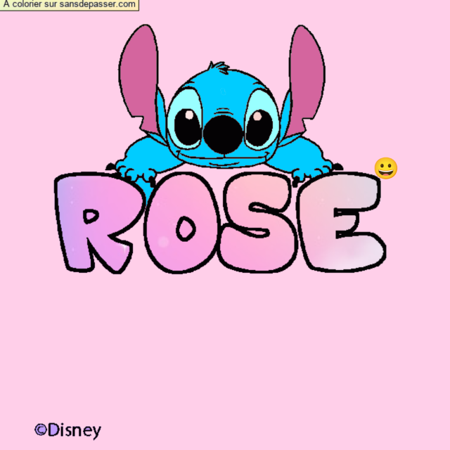 Coloriage pr&eacute;nom ROSE - d&eacute;cor Stitch par un invit&eacute;