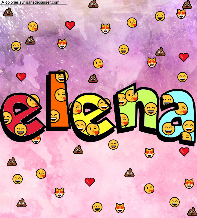 Coloriage pr&eacute;nom personnalis&eacute; "elena" par elena11MVE=coeur