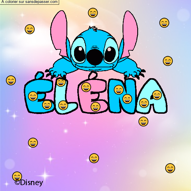 Coloriage pr&eacute;nom &Eacute;L&Eacute;NA - d&eacute;cor Stitch par elena11MVE=coeur